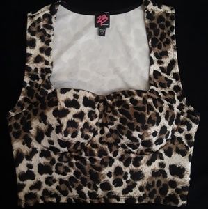 Bebe Leopard cropped bralet top